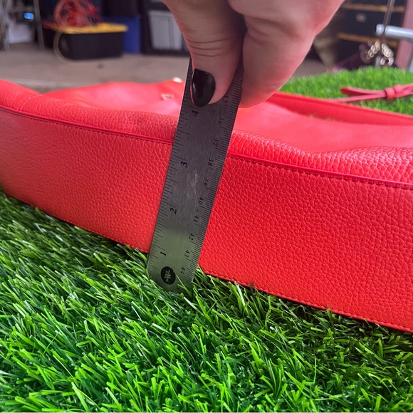 COACH PEBBLED LEATHER CROSSBODY HANDBAG PURSE GENUINE DEEP ORANGE GUC - Picture 14 of 15